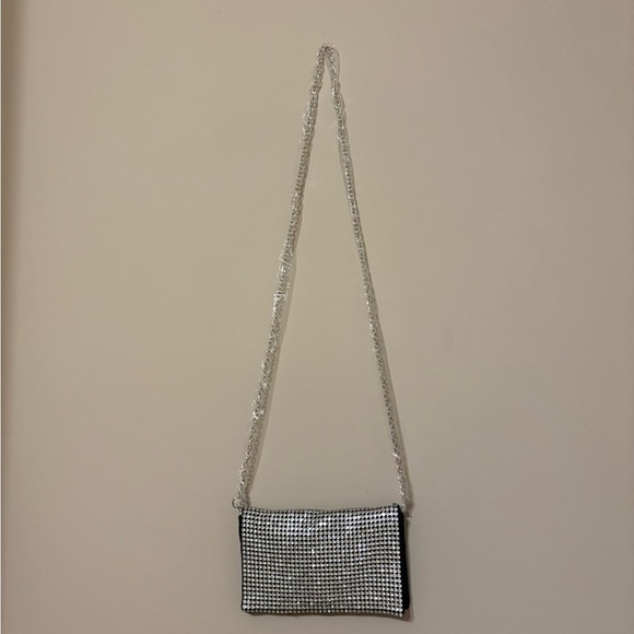 Amber Sceats Stella Black Crystal Clutch Bag w/ Chain Strap Formal - Picture 4 of 5